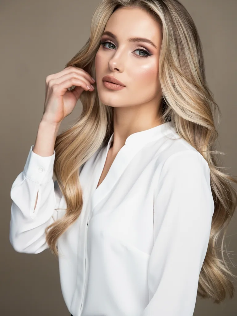 Long Vanilla Blonde Layers with Voluminous Long Bangs
